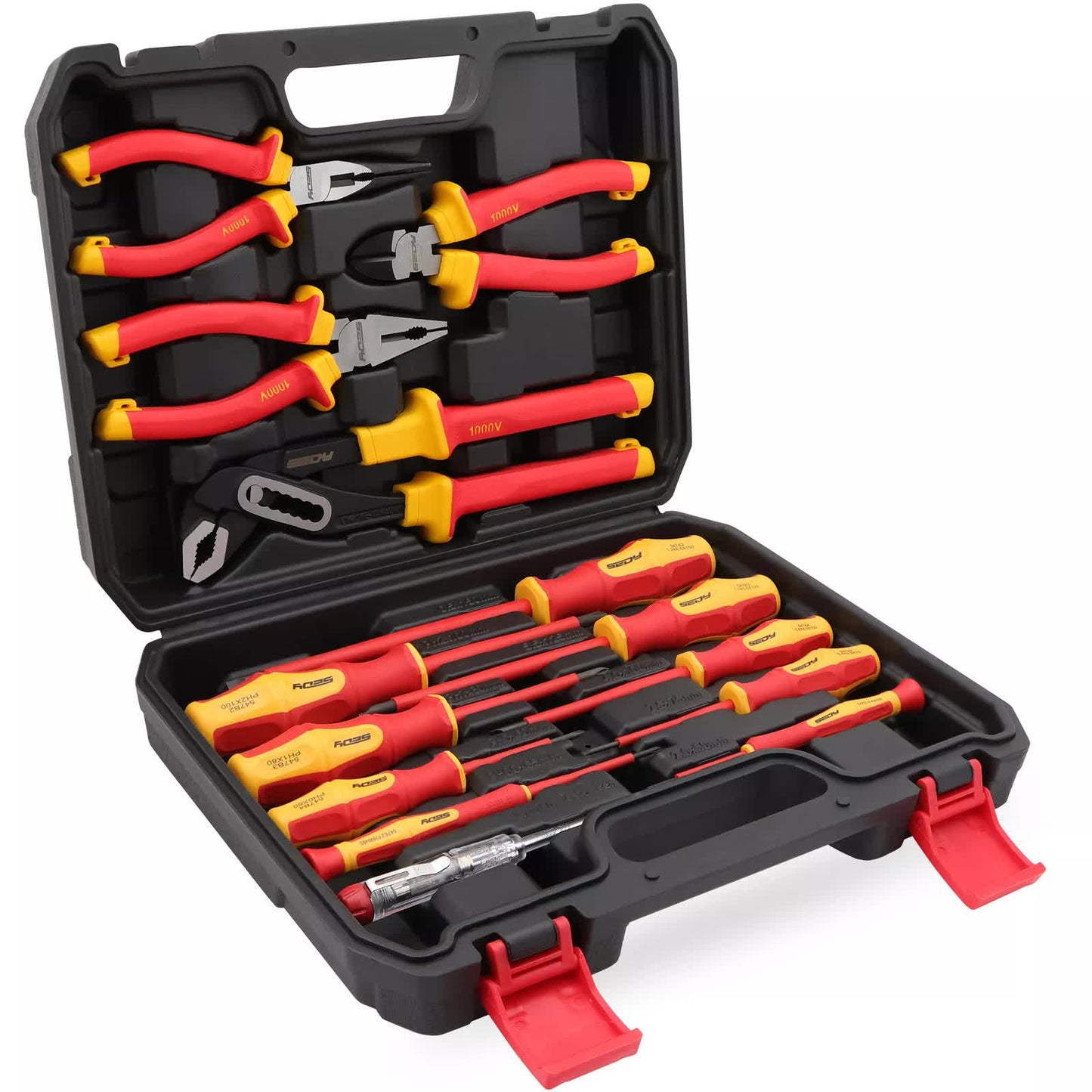 NNEDSZ Magnetic Insulated Screwdriver Pliers Set 1000V Electrical Tool Hose Pinch Box