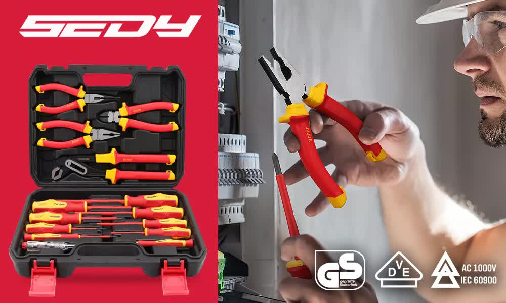 NNEDSZ Magnetic Insulated Screwdriver Pliers Set 1000V Electrical Tool Hose Pinch Box