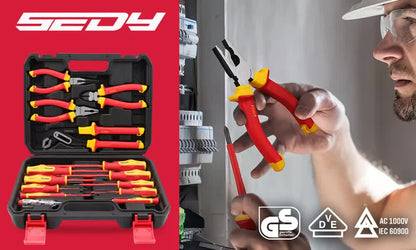 NNEDSZ Magnetic Insulated Screwdriver Pliers Set 1000V Electrical Tool Hose Pinch Box