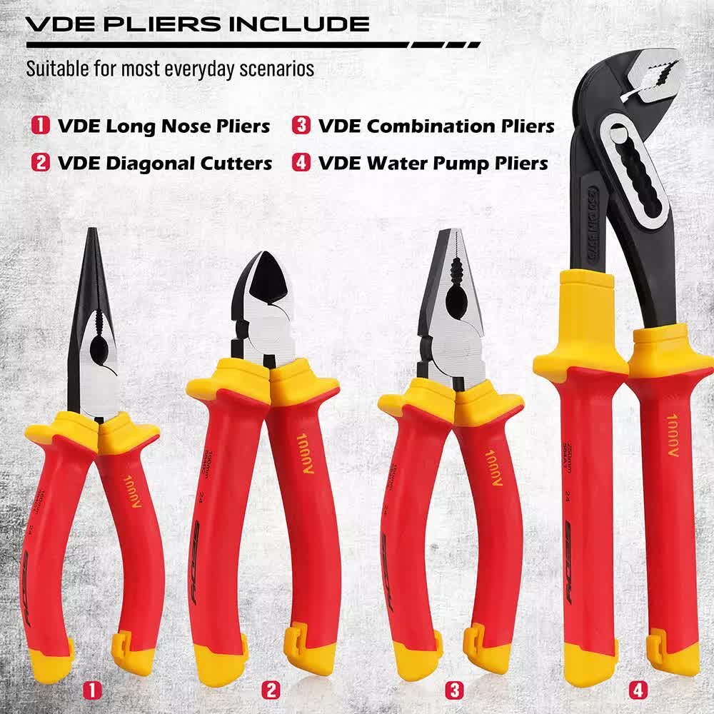 NNEDSZ Magnetic Insulated Screwdriver Pliers Set 1000V Electrical Tool Hose Pinch Box