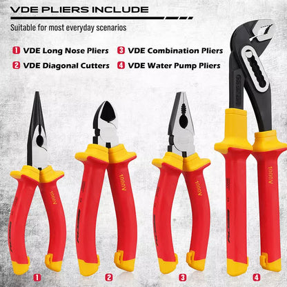 NNEDSZ Magnetic Insulated Screwdriver Pliers Set 1000V Electrical Tool Hose Pinch Box