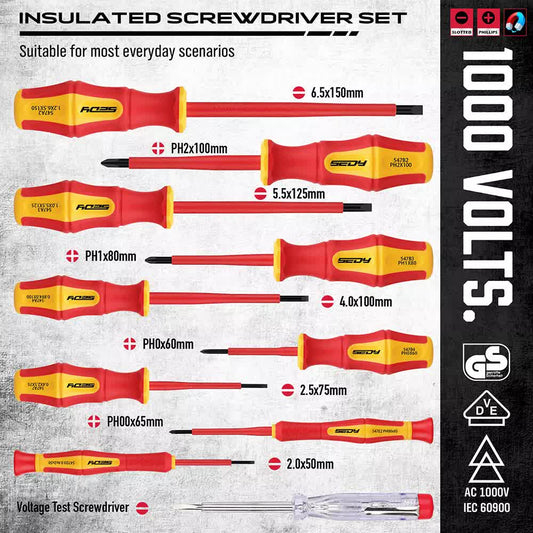 NNEDSZ Magnetic Insulated Screwdriver Pliers Set 1000V Electrical Tool Hose Pinch Box